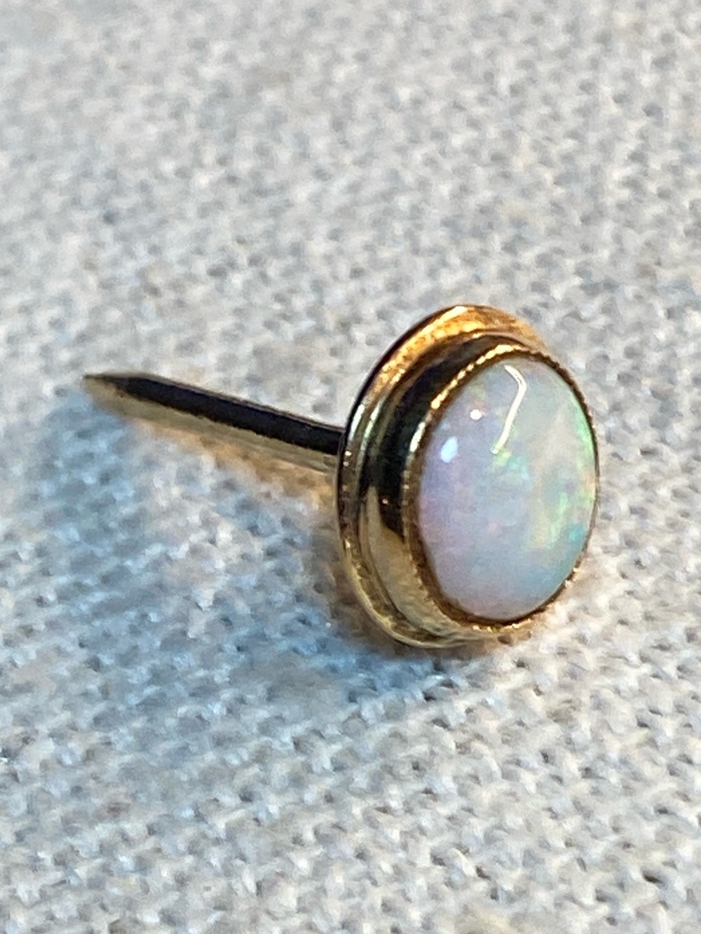 10K Opal Stick Pin - White Opal and Gold